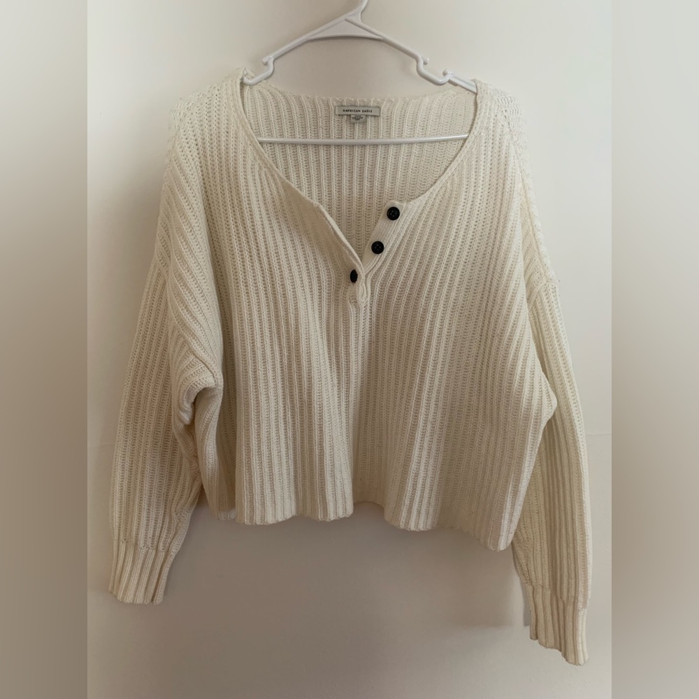 Cropped slouchy cream sweater